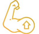 A tall, rectangular object, colored in shades of gold and orange, stands upright. It features two small, curved handles near its base.